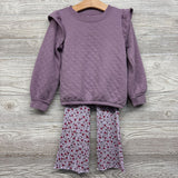 Quilted Crewneck & Ribbed Flare Pants Lettuce Trim 5T