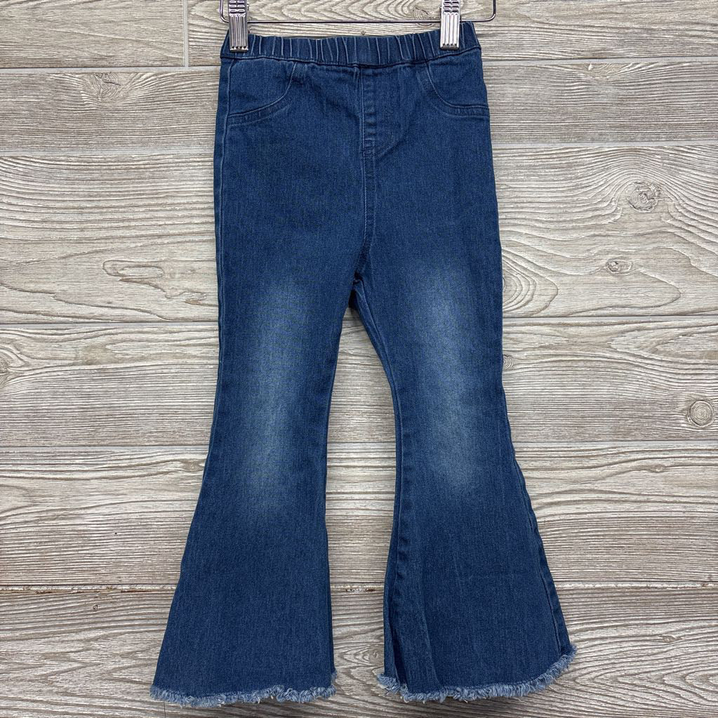Pull On Flare Jeans Frayed 4T