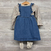 LS Shirt Flowers, Denim Bib Jumper & Knit Tights 24M