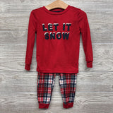 2 Pc LS PJs Let It Snow Plaid 3T