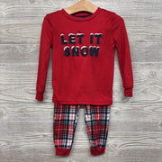 2 Pc LS PJs Let It Snow Plaid 3T