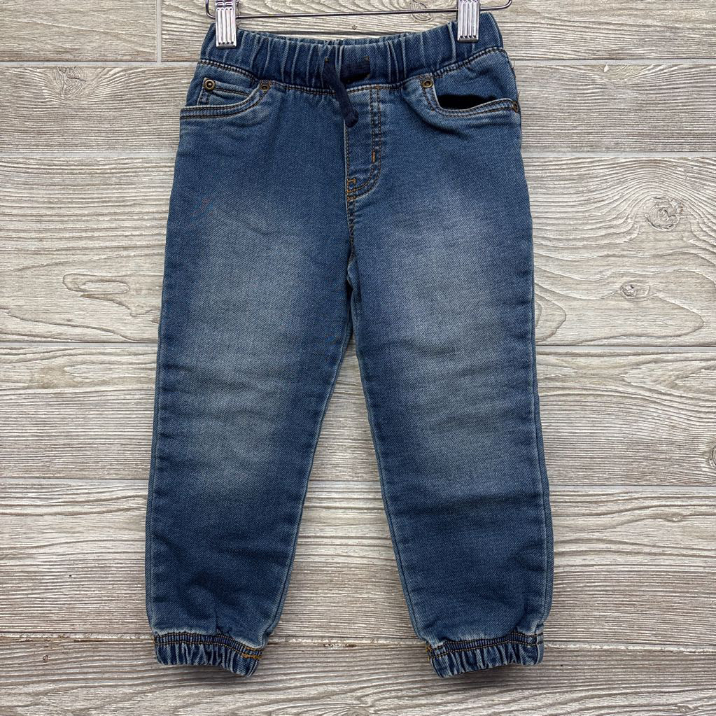 Pull On Drawstring Knit Denim Joggers 3T
