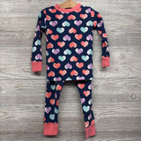 2 Pc LS PJs Hearts 3T