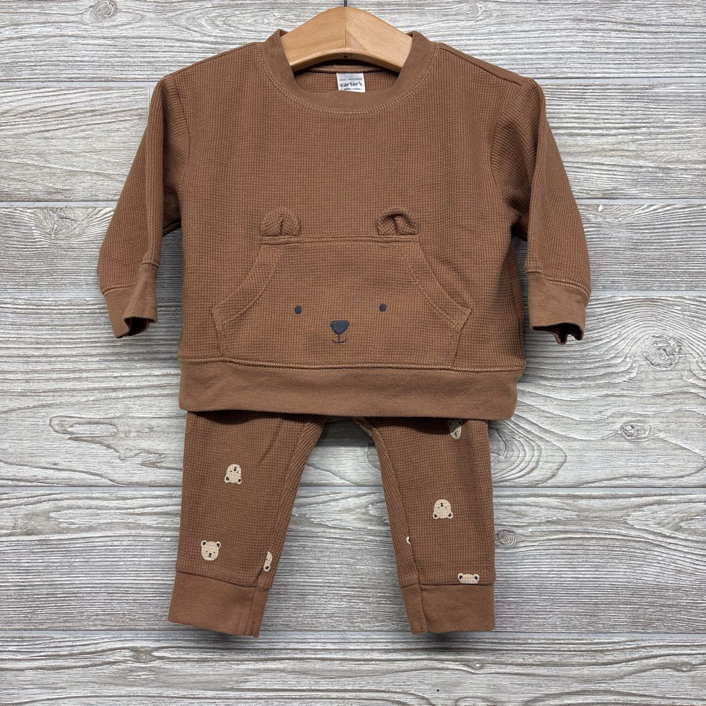 LS Waffle Knit Shirt Bear Pocket & Pants Bears 6-9M