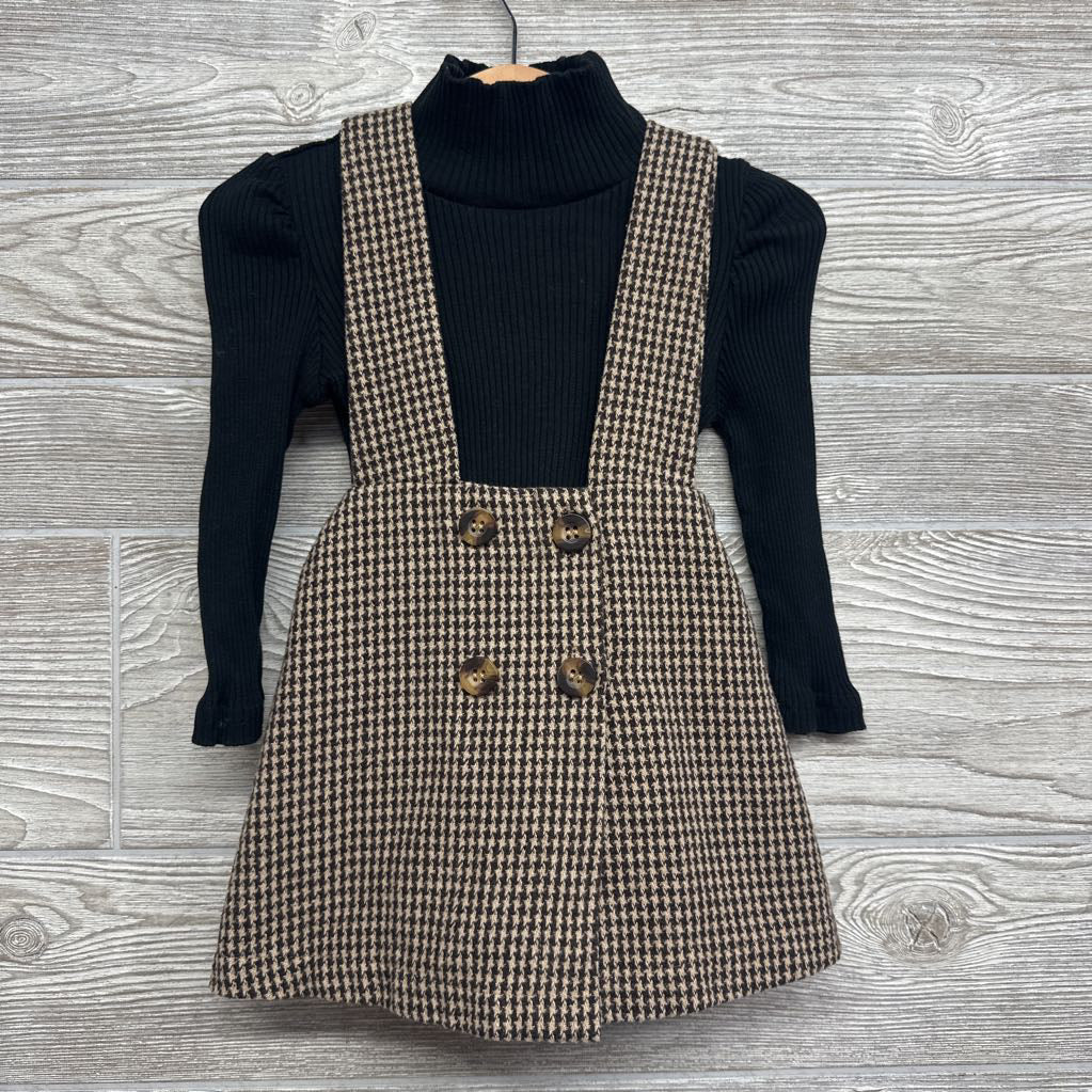 Houndstooth Jumper W/ Ribbed Turtle Neck Shirt 12-18M