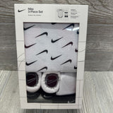 NEW Bodysuit Swoosh, Booties & Hat 6-12M