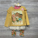 NEW 4 Pc Shirt, Skirt, Leggings & Hear Tie 3t