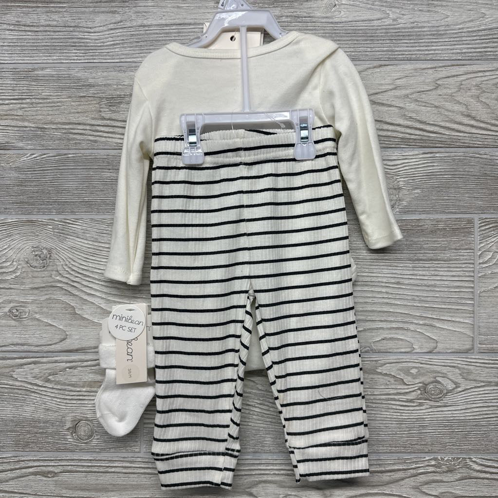 NEW LS Bodysuit, Hat, Socks & Pants Stripes 3-6M