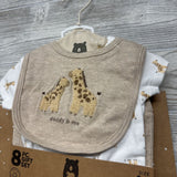NEW 8 Pc Gift Set Bib, Bodysuit, Pants, Mittens, Socks, Gift Bag