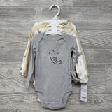 NEW 4 Pk LS Bodysuits Elephants & Giraffes 3M