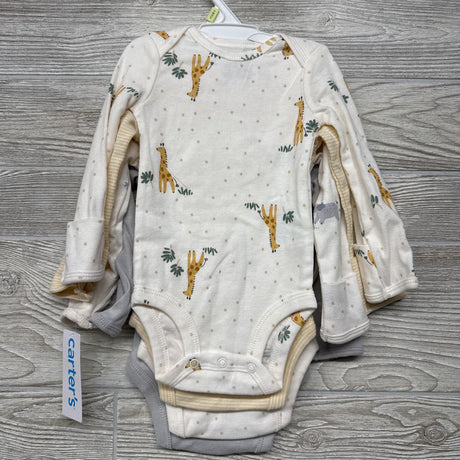 NEW 4 Pk LS Bodysuits Elephants & Giraffes 3M