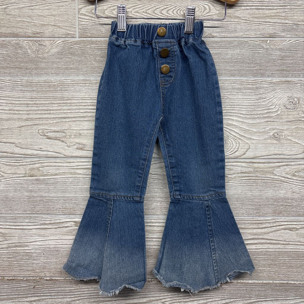 Pull On Bell Bottom Jeans Frayed 2-3