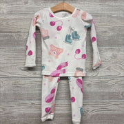 2 Pc LS Waffle Knit Pjs Mittens Earmuffs 2T