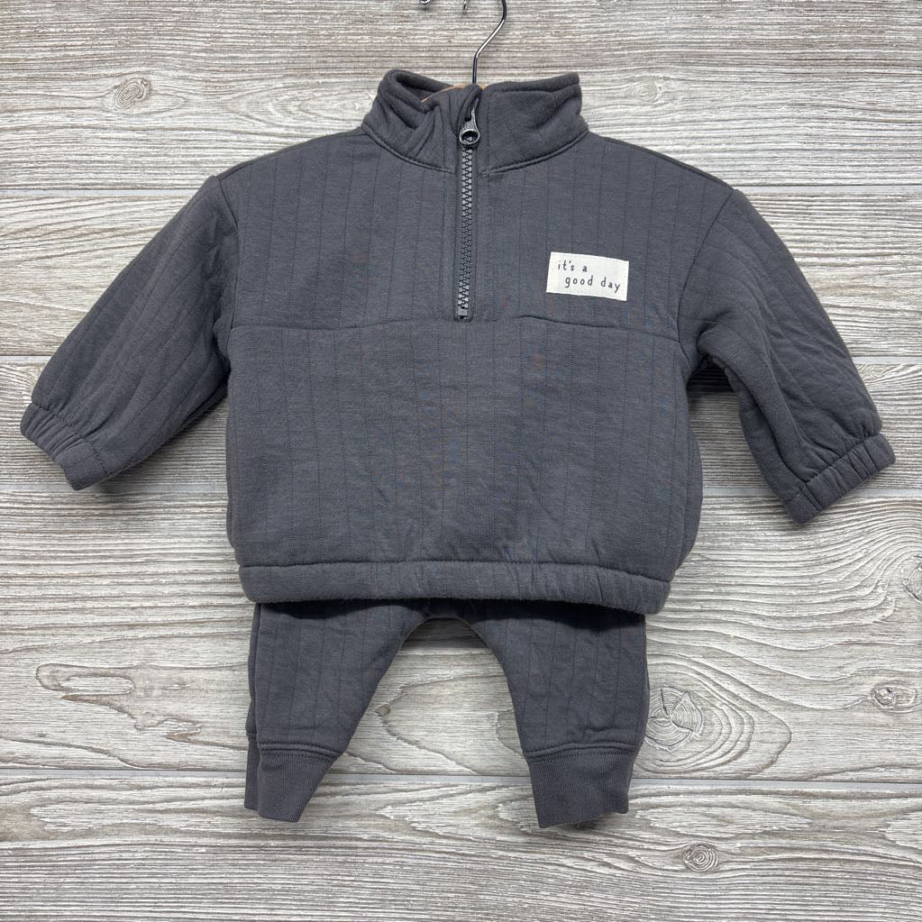 1/4 Zip Quilted Pullover It's A Good Day & Joggers 0-3M