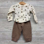 LS Henley Bodysuit Buffalo Racoons & Quilted Joggers 12M
