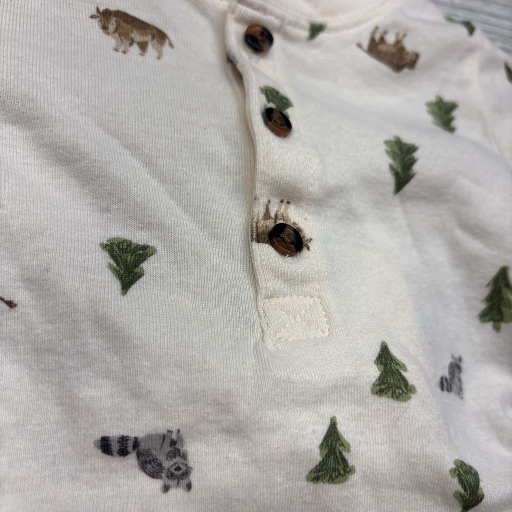 LS Henley Bodysuit Buffalo Racoons & Quilted Joggers 12M