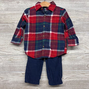 LS Plaid Button Up Flannel Shirt & Cord Pants 2T