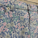 Denim Midi Skirt Frayed Flowers 10-12