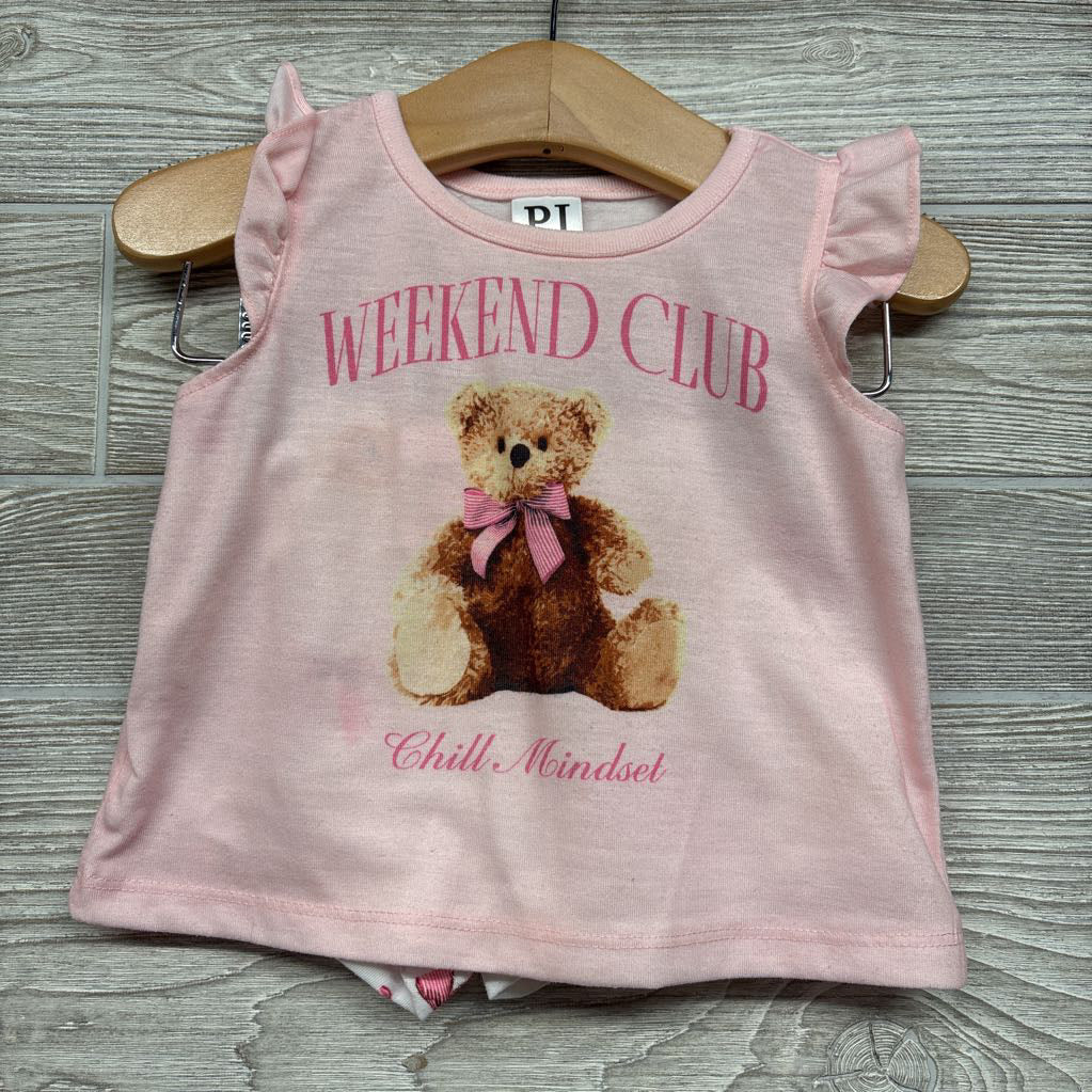 2 Pc Flutter Sleeve PJs Weekend Club 12-18M