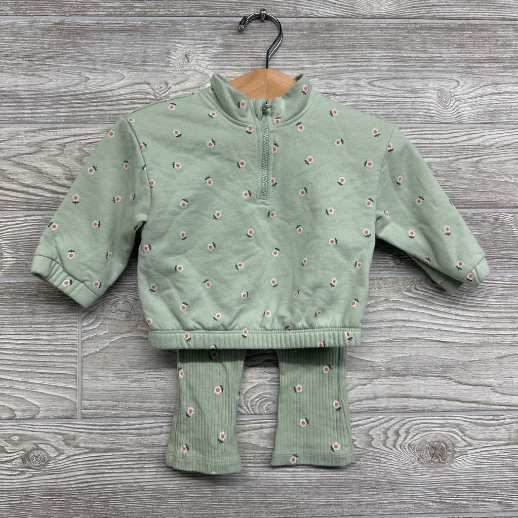 1/4 Zip Pullover & Flare Pants Flowers 6-9M