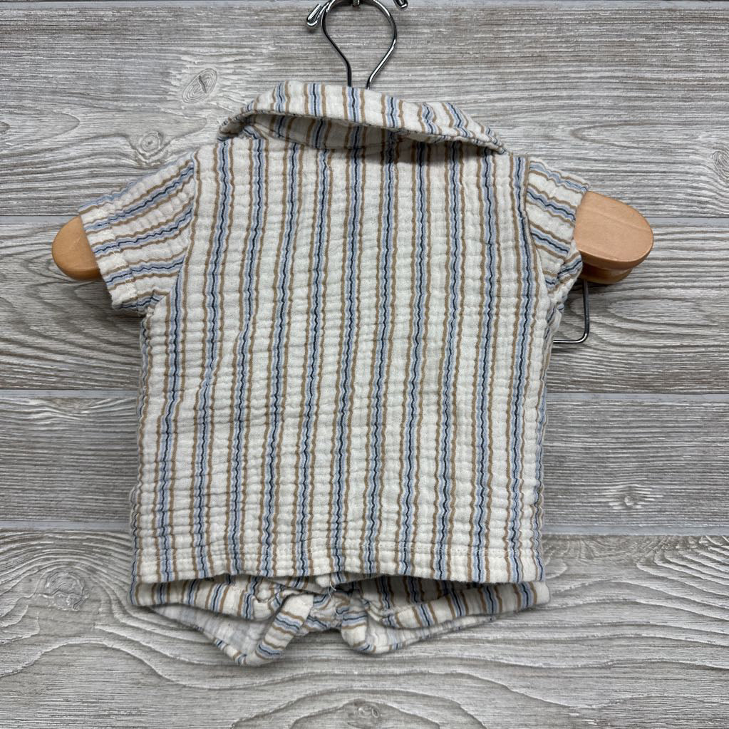 Muslin Button Up Shirt & Shorts Stripes Family Favorite 0-3M