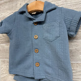 Textured Knit Button Up Shirt & Shorts Cuffed 0-3M