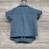 Textured Knit Button Up Shirt & Shorts Cuffed 0-3M
