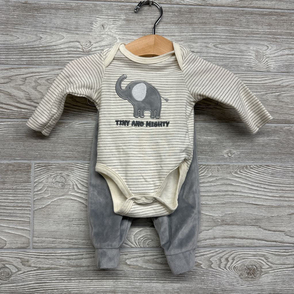 LS Bodysuit Tiny And Mighty & Velour Joggers 3M