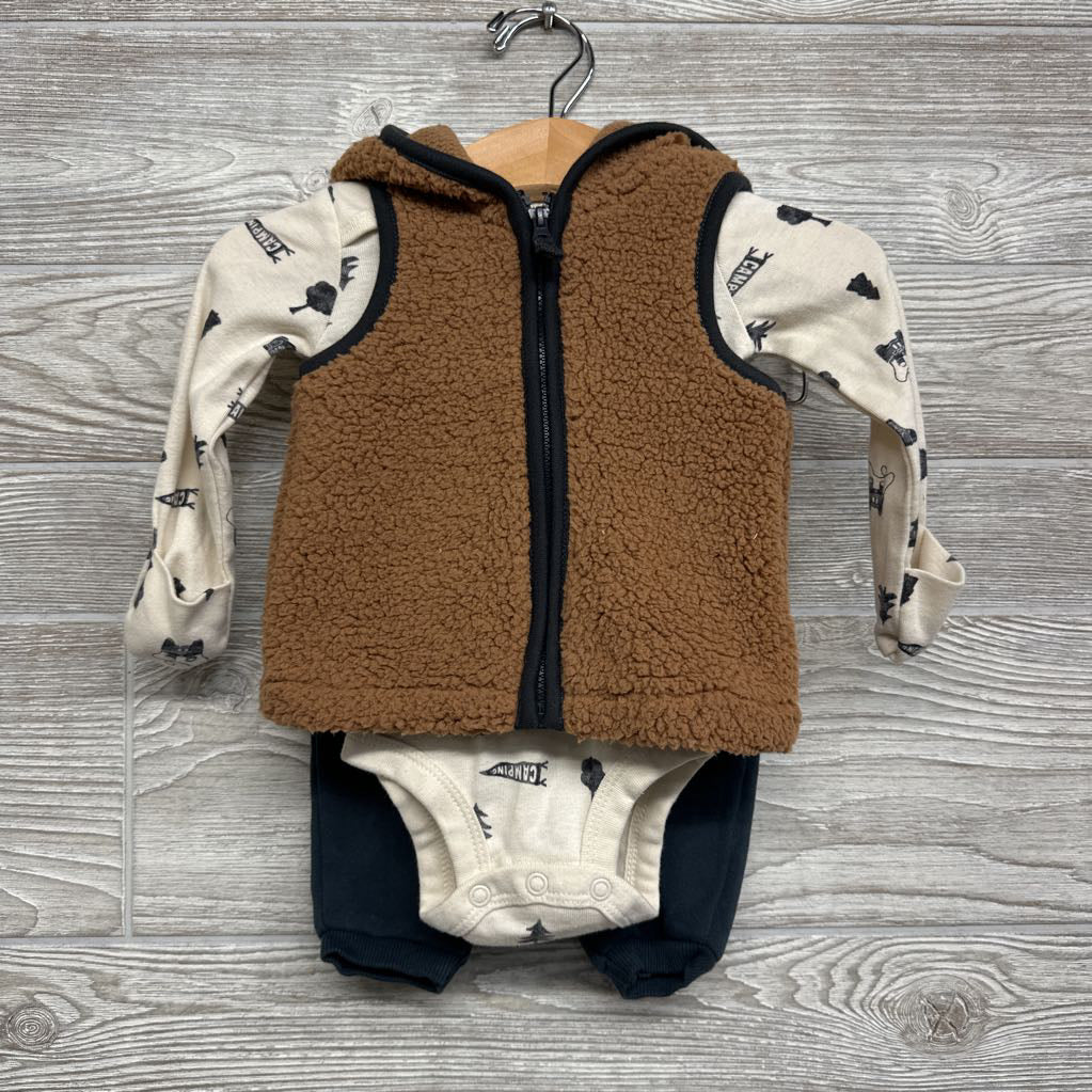 LS Bodysuit Camping, Sherpa Vest & Jogger Sweatpants 3M