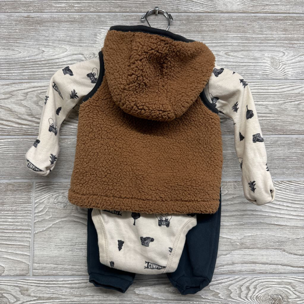 LS Bodysuit Camping, Sherpa Vest & Jogger Sweatpants 3M