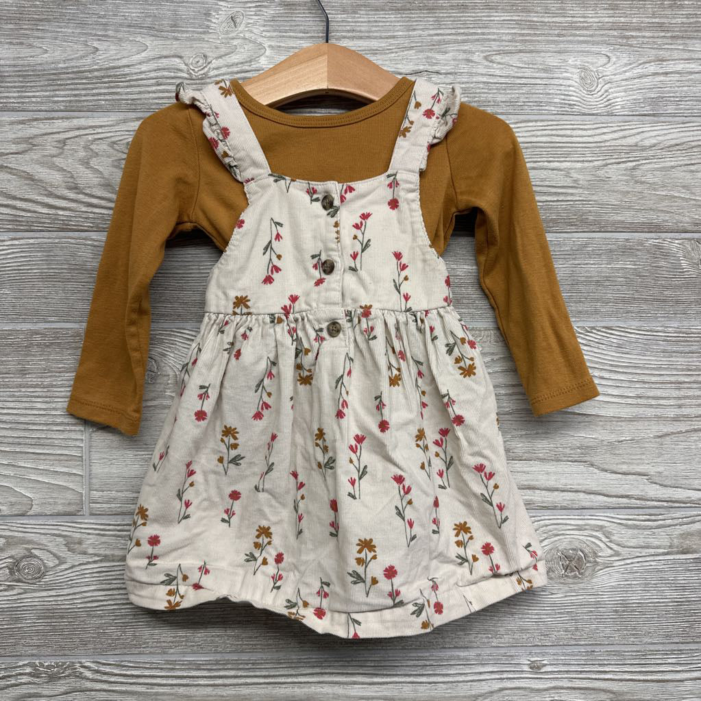 LS Shirt Solid & Cord Jumper Flowers 18M