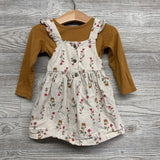 LS Shirt Solid & Cord Jumper Flowers 18M