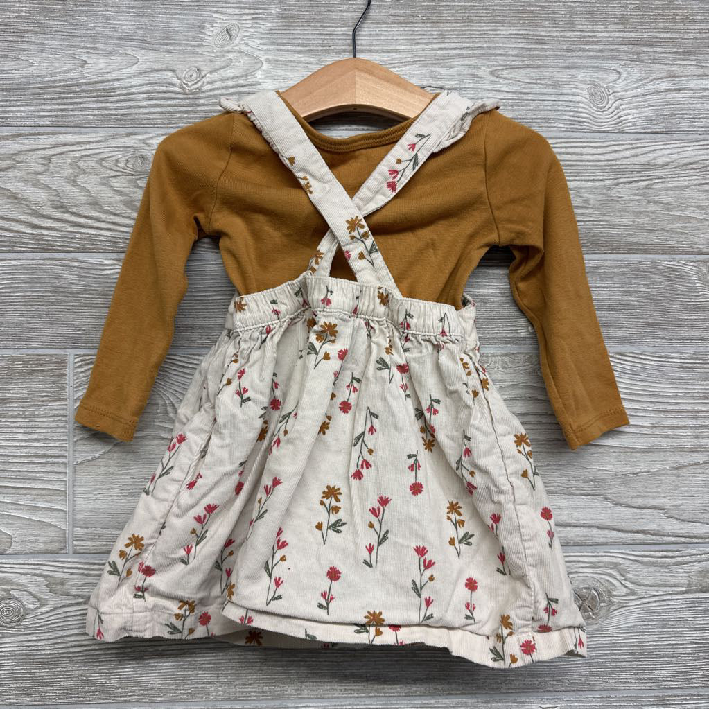 LS Shirt Solid & Cord Jumper Flowers 18M