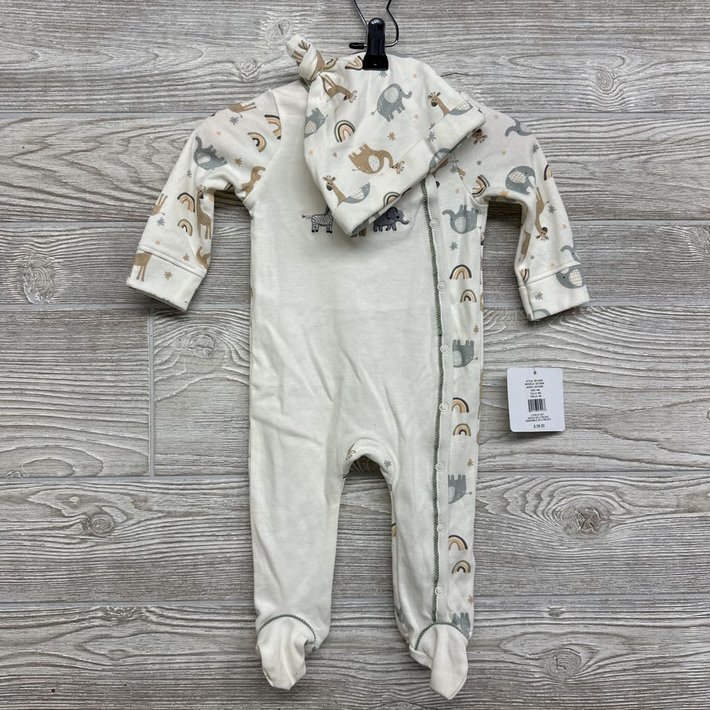 NEW Sleeper Welcome To The World & Top Knot Hat Animals 6M