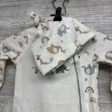 NEW Sleeper Welcome To The World & Top Knot Hat Animals 6M