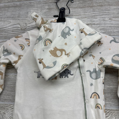 NEW Sleeper Welcome To The World & Top Knot Hat Animals 6M
