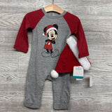 NEW LS Outfit Mickey Mouse W/ Santa Hat 6-9M