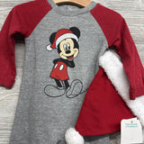 NEW LS Outfit Mickey Mouse W/ Santa Hat 6-9M