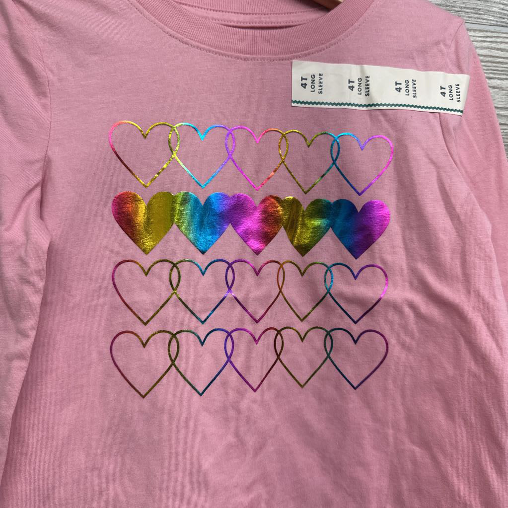 NEW LS Shirt Foil Hearts 4T