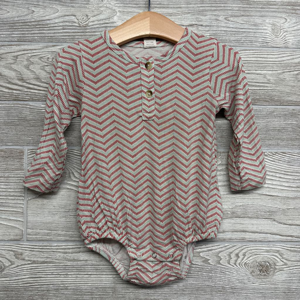 LS Bamboo Henley Romper Chevron 12-18M
