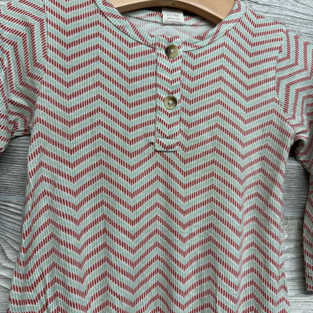 LS Bamboo Henley Romper Chevron 12-18M