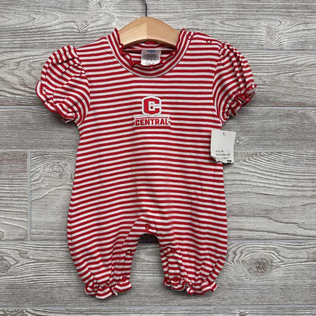 NEW Puff Sleeve Bubble Romper Stripes Central 12M