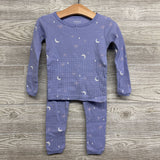 2 Pc LS Waffle Knit PJs Stars Moons 2T