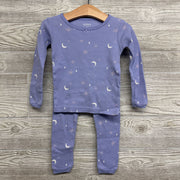 2 Pc LS Waffle Knit PJs Stars Moons 2T