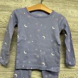 2 Pc LS Waffle Knit PJs Stars Moons 2T