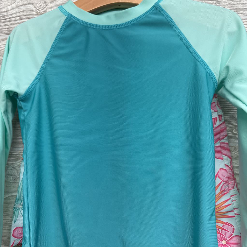 LS Rash Guard & Swim Trunks Flowers 3T