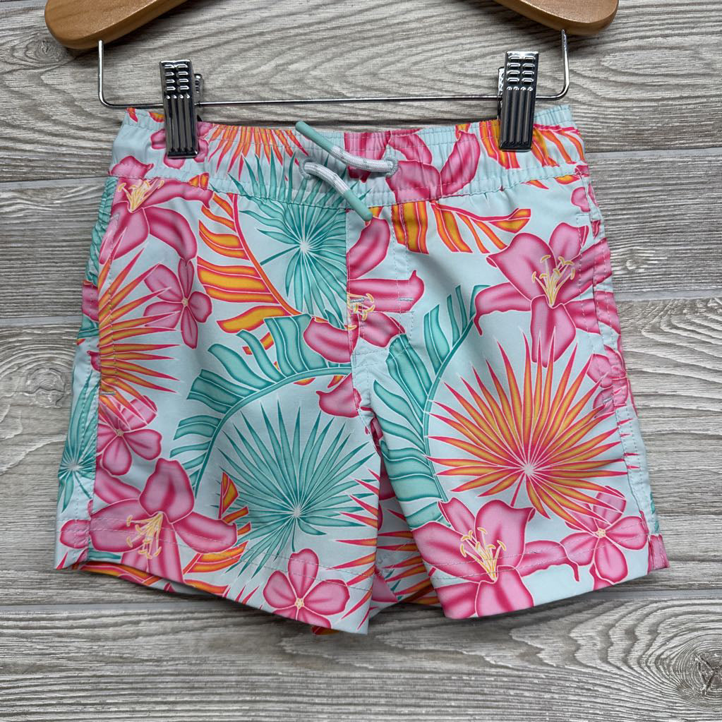 LS Rash Guard & Swim Trunks Flowers 3T