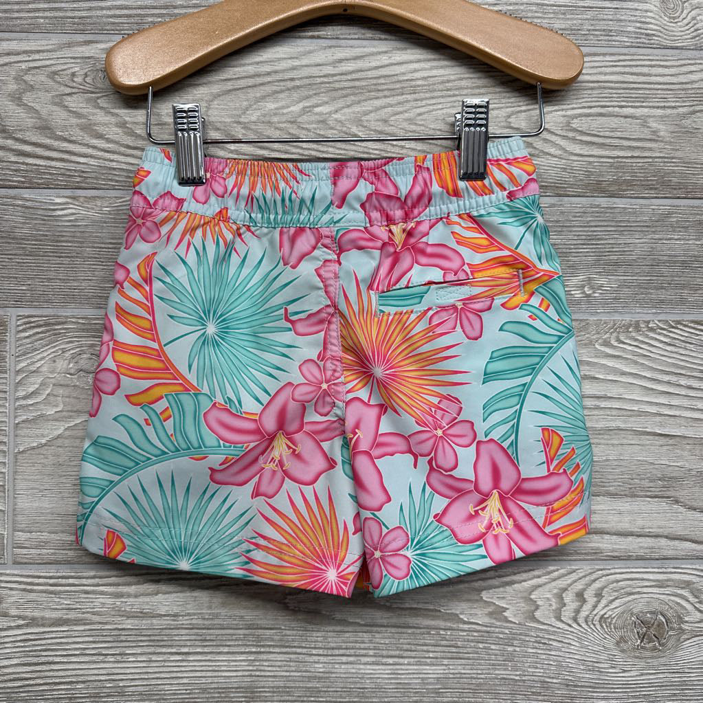 LS Rash Guard & Swim Trunks Flowers 3T