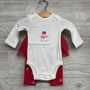 Nw/oT LS Bodysuit Snowman & Tutu Leggings Snowflakes 3M
