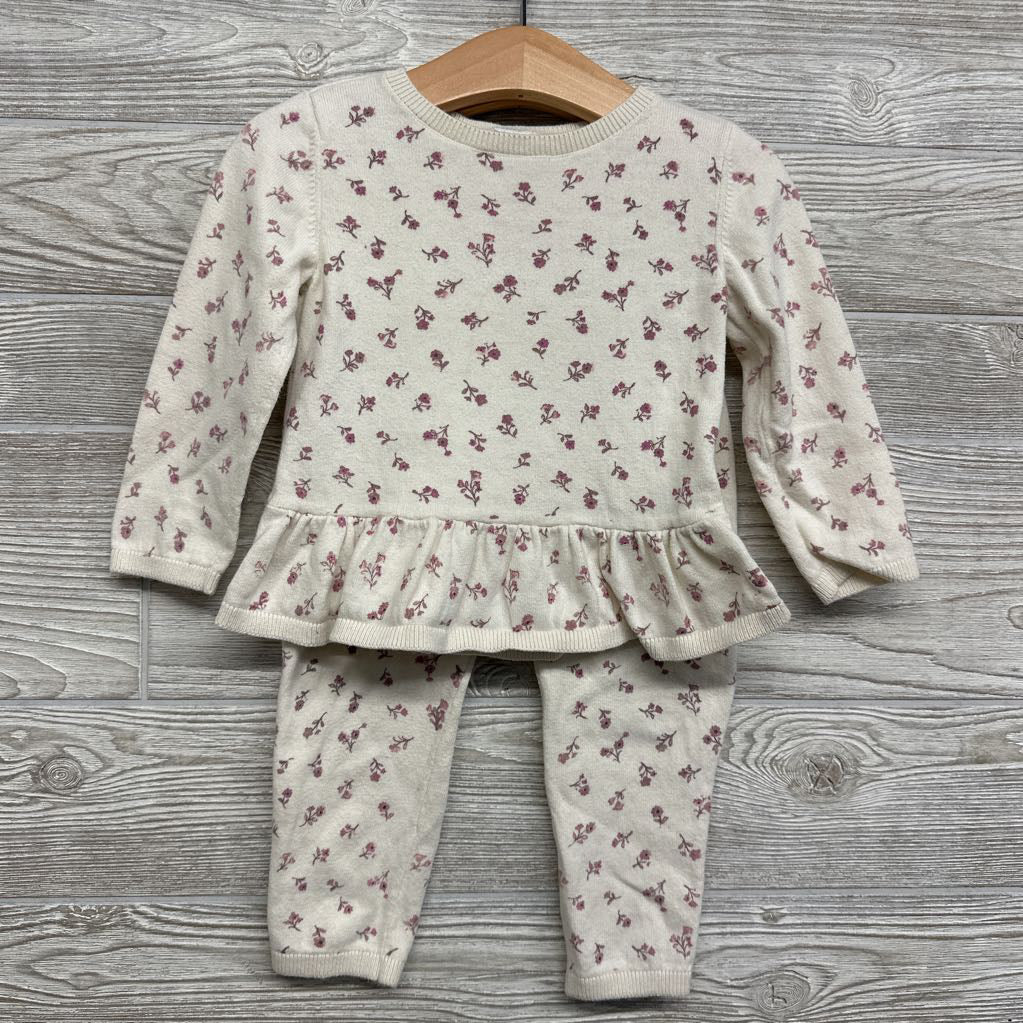 Knit Sweater & Pants Flowers 18M